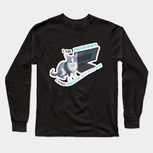 I are programmer i make computer beep boop Cat Long Sleeve T-Shirt